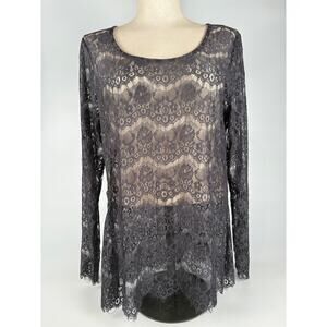 Whimsigoth Blouse Dark Romantic SIZE XL Gary Sheer Lace Tunic 90s Fairy Grunge